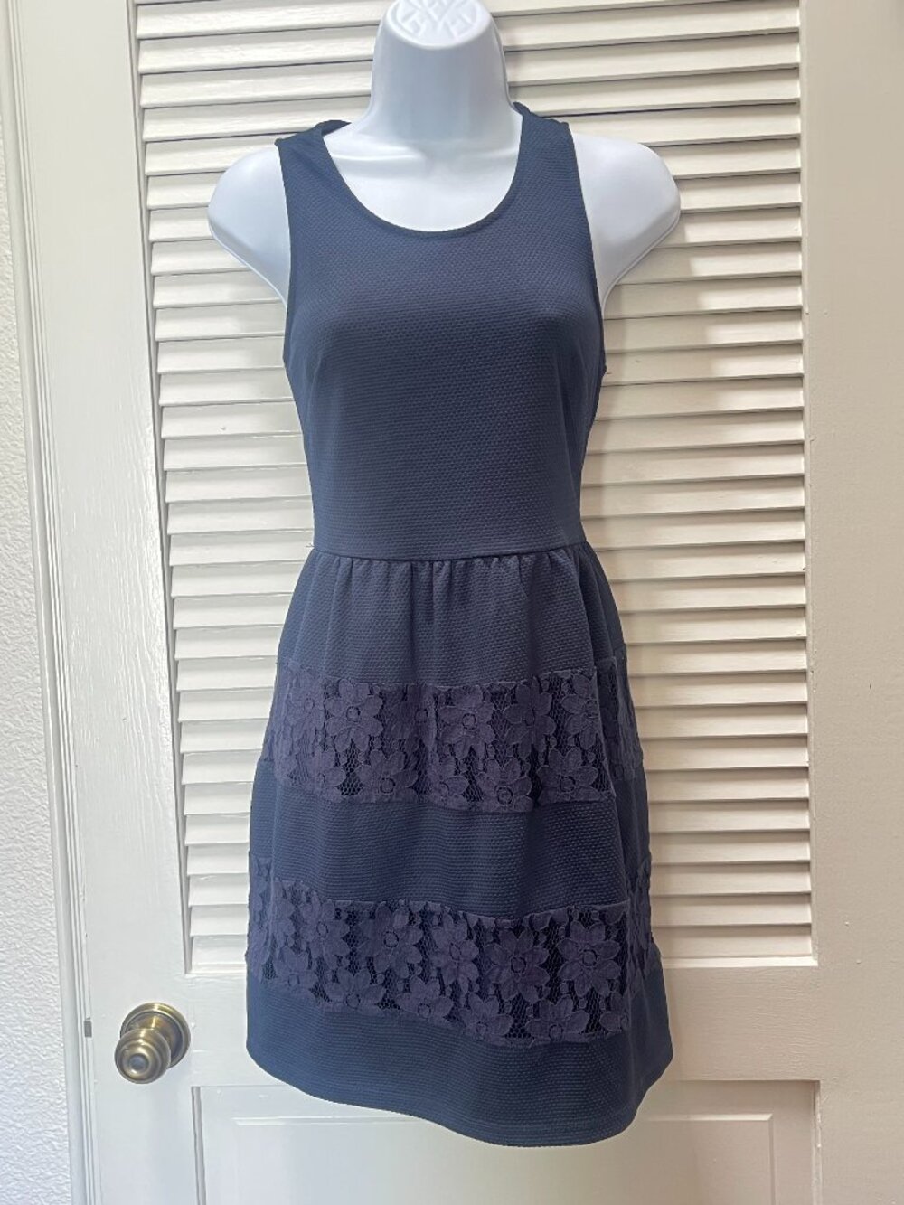 Lush Navy Blue Coquette Lace Fit & Flare Dress Small